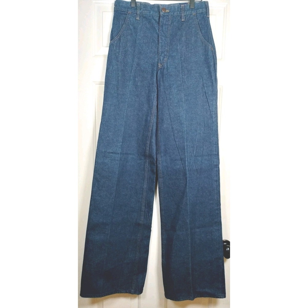 Vintage 70s Landlubber Denim Jeans Womens 31x36 Dark Wash High Rise Wide Leg